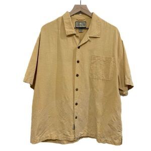 JAMAICA JAXX Men’s Silk Hawaiian Shirt Gold XXL.